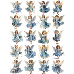 20Pcs/Pack Blue Angel Sticker DIY Craft Scrapbooking Album Junk Journal Decorative Stickers