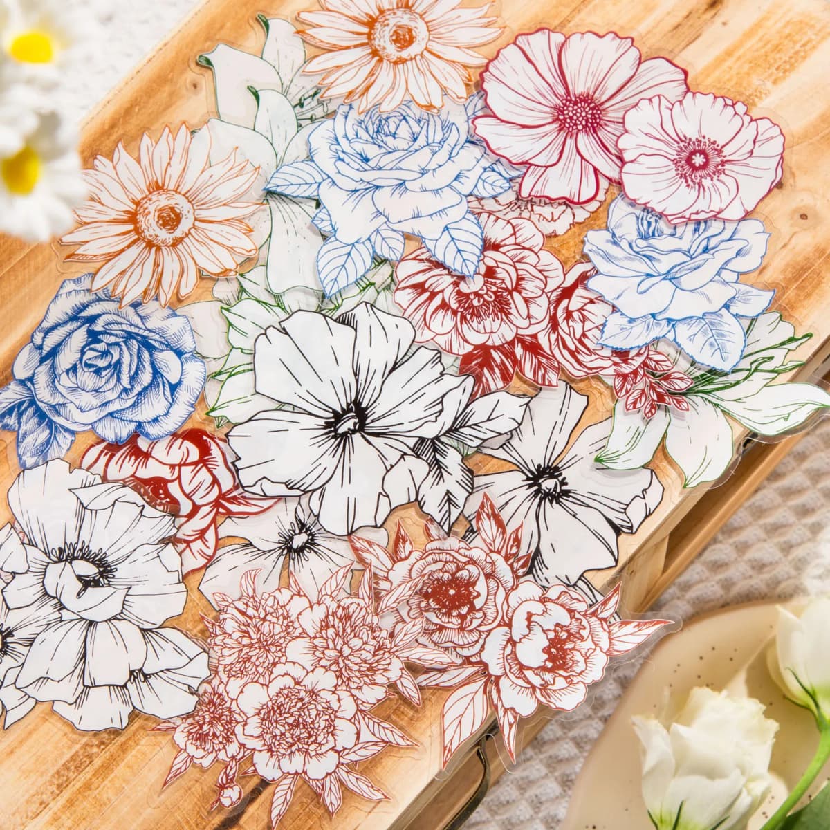40pcs/lot Kawaii Scrapbook Stickers Vintage Bloom period Junk Journal Gold Planner Stationery Sticker Planner Decorative sticker