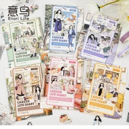 15pcs/1lot Kawaii Scrapbook Stickers Workplace cultivation Collection Junk Journal Gold Planner Stationery Sticker Decorative