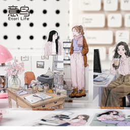 15pcs/1lot Kawaii Scrapbook Stickers Workplace cultivation Collection Junk Journal Gold Planner Stationery Sticker Decorative