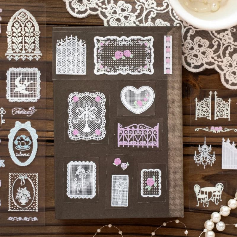 Journal GO Vintage Rose Transfer Stickers, Lace & Floral Frame Decals for Journaling, Scrapbooking, Planners & DIY Crafts