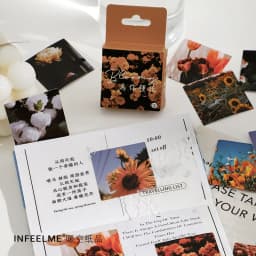 46 Pcs Sunset Film Landscape Decorative Stickers Retro Flower Scrapbooking Label Diary Stationery Album Phone Journal Planner