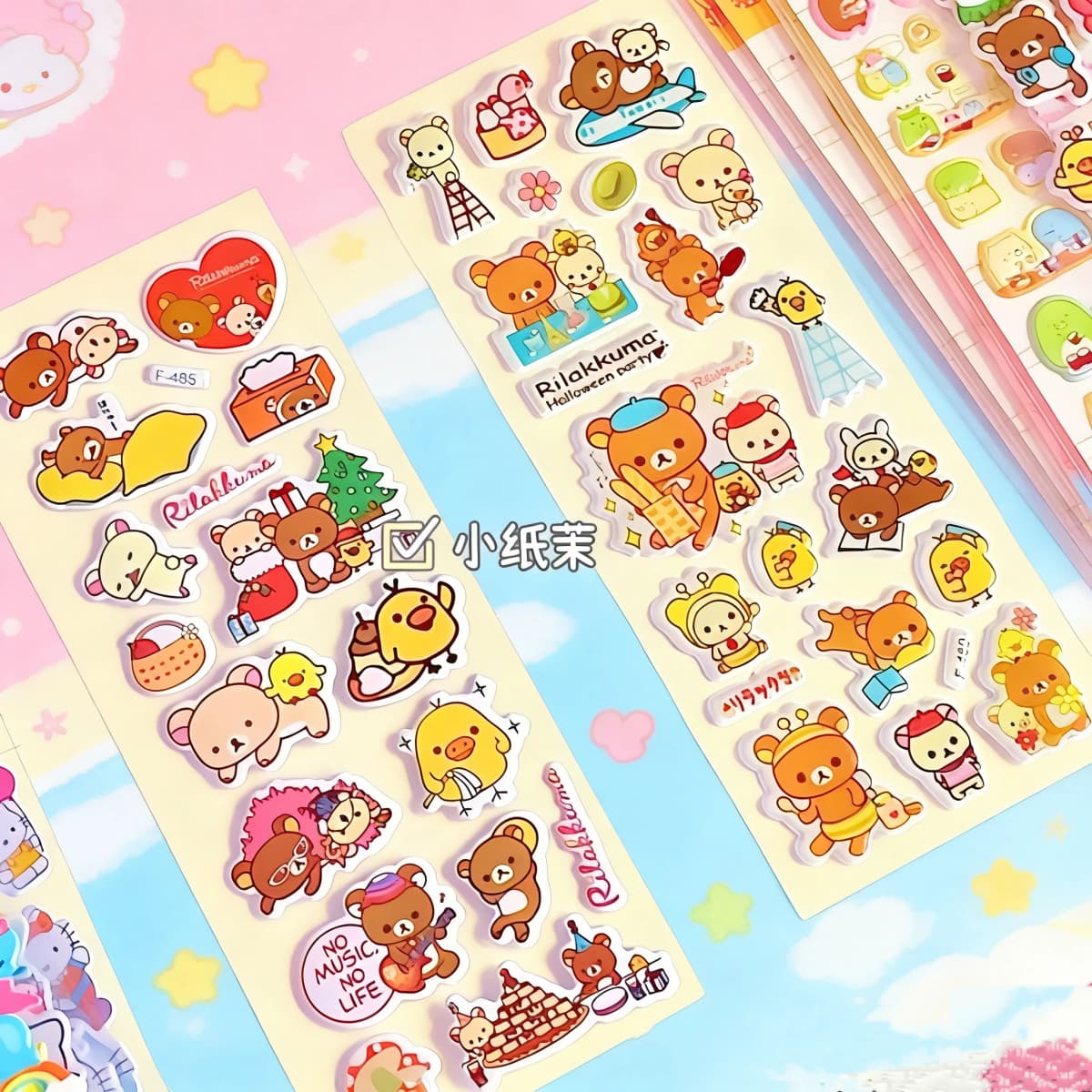 Cute High-Aesthetic Rilakkuma 3D Bubble Stickers - Waterproof Cartoon Decor for Polaroid & Hand Account DIY