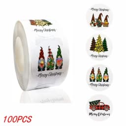 50-500Pcs Christmas Tree Santa Claus Merry Christmas Stickers 2.5cm Thank You Stickers for Gift Sealing Holiday Candy Bag Decor