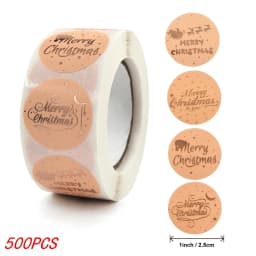 50-500Pcs Christmas Tree Santa Claus Merry Christmas Stickers 2.5cm Thank You Stickers for Gift Sealing Holiday Candy Bag Decor
