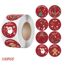 50-500Pcs Christmas Tree Santa Claus Merry Christmas Stickers 2.5cm Thank You Stickers for Gift Sealing Holiday Candy Bag Decor