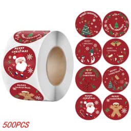 50-500Pcs Christmas Tree Santa Claus Merry Christmas Stickers 2.5cm Thank You Stickers for Gift Sealing Holiday Candy Bag Decor