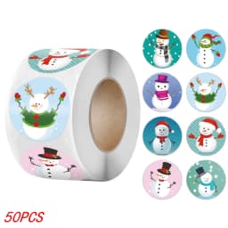 50-500Pcs Christmas Tree Santa Claus Merry Christmas Stickers 2.5cm Thank You Stickers for Gift Sealing Holiday Candy Bag Decor