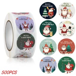50-500Pcs Christmas Tree Santa Claus Merry Christmas Stickers 2.5cm Thank You Stickers for Gift Sealing Holiday Candy Bag Decor