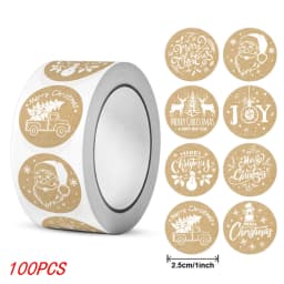 50-500Pcs Christmas Tree Santa Claus Merry Christmas Stickers 2.5cm Thank You Stickers for Gift Sealing Holiday Candy Bag Decor