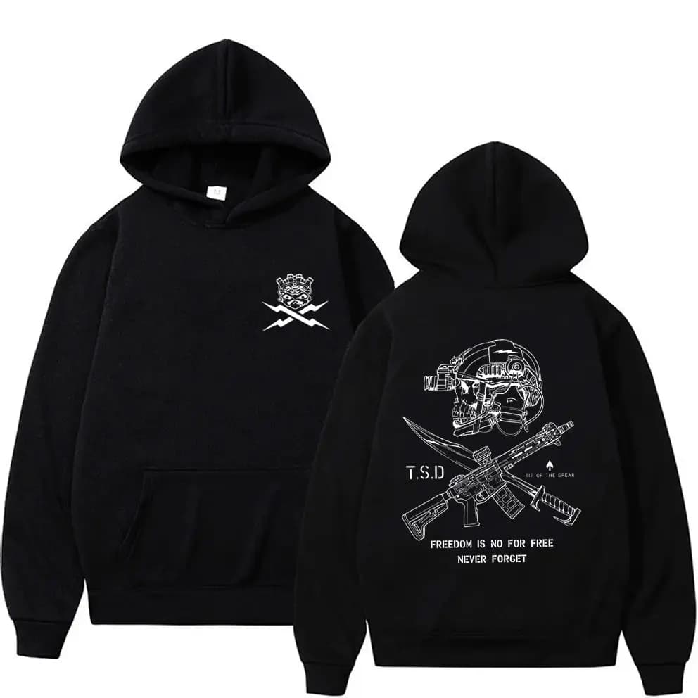 Tip of The Spear X-ray Sparta Tactical Skeleton Print Hoodie Men Women Fashion Oversized Pullover Hoodies Male Casual Tracksuit