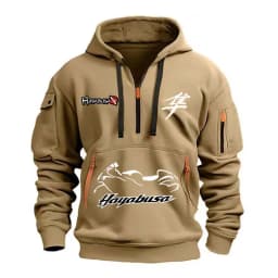Suzuki Hayabusa Logo Motorcycle Team 2026 New Fashionable Outdoor Sports Men's Half Zipper Pocket Women's Sports Hoodie