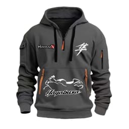 Suzuki Hayabusa Logo Motorcycle Team 2026 New Fashionable Outdoor Sports Men's Half Zipper Pocket Women's Sports Hoodie