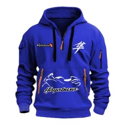 Suzuki Hayabusa Logo Motorcycle Team 2026 New Fashionable Outdoor Sports Men's Half Zipper Pocket Women's Sports Hoodie