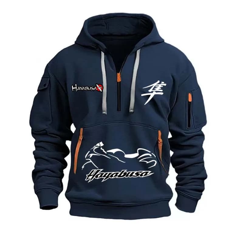 Suzuki Hayabusa Logo Motorcycle Team 2026 New Fashionable Outdoor Sports Men's Half Zipper Pocket Women's Sports Hoodie