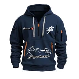 Suzuki Hayabusa Logo Motorcycle Team 2026 New Fashionable Outdoor Sports Men's Half Zipper Pocket Women's Sports Hoodie