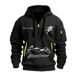 Suzuki Hayabusa Logo Motorcycle Team 2026 New Fashionable Outdoor Sports Men's Half Zipper Pocket Women's Sports Hoodie
