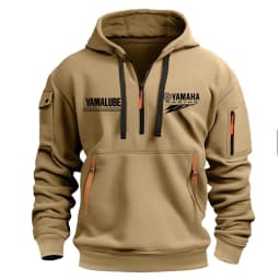 Yamaha Spring/Autumn Men's Hooded Sweater with Zipper and Multiple Pockets Crewneck Shirt Men's Outdoor Sports Leisure Hoodie