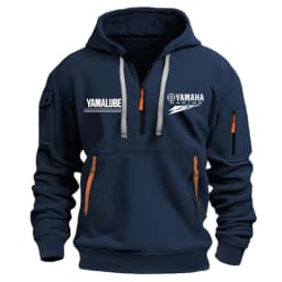Yamaha Spring/Autumn Men's Hooded Sweater with Zipper and Multiple Pockets Crewneck Shirt Men's Outdoor Sports Leisure Hoodie
