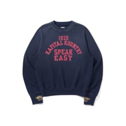 Men Vintage Letter Print Crewneck Sweatshirt Indigo Washed Distressed Raglan Sleeve Japanese Retro Casual Pullover Top