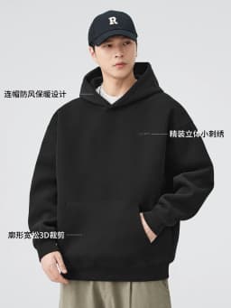 DUKEEN 420G Heavyweight Men's Hooded Sweatshirt Autumn and Winter Casual Trend Embroidered Loose Fit Pullover Men's Clothing