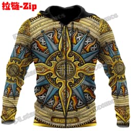 Raven Odin Tattoo Helm of Awe Runes 3D Printed Fashion Men's Zipper Hoodie Autumn Streetwear Unisex Casual Zip Up Hoodies HW62