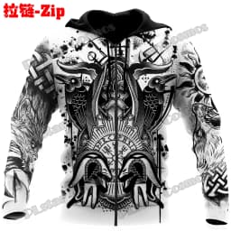 Raven Odin Tattoo Helm of Awe Runes 3D Printed Fashion Men's Zipper Hoodie Autumn Streetwear Unisex Casual Zip Up Hoodies HW62