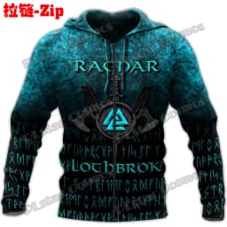 Raven Odin Tattoo Helm of Awe Runes 3D Printed Fashion Men's Zipper Hoodie Autumn Streetwear Unisex Casual Zip Up Hoodies HW62