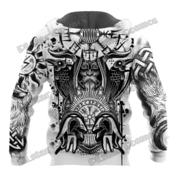 Raven Odin Tattoo Helm of Awe Runes 3D Printed Fashion Men's Zipper Hoodie Autumn Streetwear Unisex Casual Zip Up Hoodies HW62
