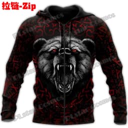 Raven Odin Tattoo Helm of Awe Runes 3D Printed Fashion Men's Zipper Hoodie Autumn Streetwear Unisex Casual Zip Up Hoodies HW62