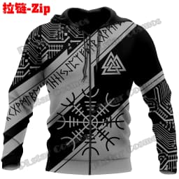 Raven Odin Tattoo Helm of Awe Runes 3D Printed Fashion Men's Zipper Hoodie Autumn Streetwear Unisex Casual Zip Up Hoodies HW62