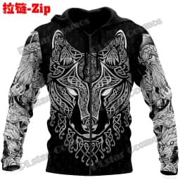 Raven Odin Tattoo Helm of Awe Runes 3D Printed Fashion Men's Zipper Hoodie Autumn Streetwear Unisex Casual Zip Up Hoodies HW62
