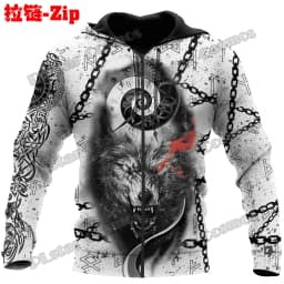 Raven Odin Tattoo Helm of Awe Runes 3D Printed Fashion Men's Zipper Hoodie Autumn Streetwear Unisex Casual Zip Up Hoodies HW62