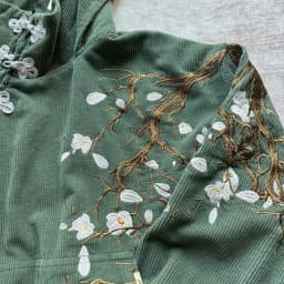 Y2K Retro Bonsai Knit Hoodie Corduroy Flower Embroidery Button Sweatshirt Japanese Harajuku Streetwear Unisex Oversize Clothing