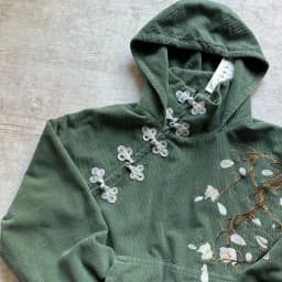 Y2K Retro Bonsai Knit Hoodie Corduroy Flower Embroidery Button Sweatshirt Japanese Harajuku Streetwear Unisex Oversize Clothing