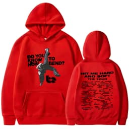 Hit Me Hard and Soft Do You Know To How Bend Red Hoodies Men's Women Fashion Hooded Sweatshirts Oversized Long Sleeve Pullovers