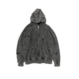 Autumn Winter Ripped Hole Punk Vintage Zip Up Hoodies Man Woman High Street Washed Distressed Sweatshirt Sudaderas