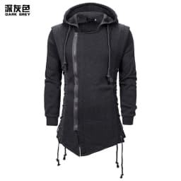 Men Hoodies Sweatshirts Casual Autumn New Slim Fit Solid Long Sleeve Trendy Punk Hooded Sweatshirt Gothic Drawstring Male Tops