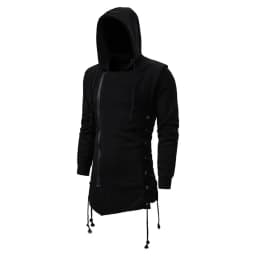 Men Hoodies Sweatshirts Casual Autumn New Slim Fit Solid Long Sleeve Trendy Punk Hooded Sweatshirt Gothic Drawstring Male Tops