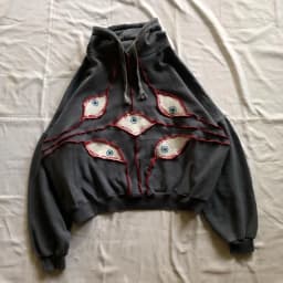 Harajuku Demon Eyes Embroidery Hoodies Women American Retro Street for Men Y2K tops Goth punk Streetwear Oversized Sweatshirt