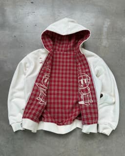 Reversible Hoodie Purple Plaid Cartoon Star Embroidery Zipper Jacket Unisex for Men and Women Y2K Street Style Loose Sweatshirt