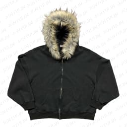 Casual Y2K Zip up Hoodie Faur Collar Harajuku High Street Hip Hop Zipper Sweatshirt Streetwear Retro Rock Goth Loose Punk Jacket