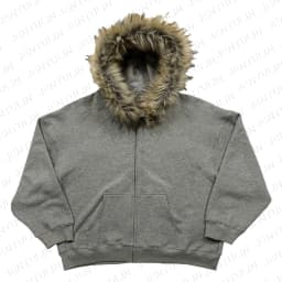 Casual Y2K Zip up Hoodie Faur Collar Harajuku High Street Hip Hop Zipper Sweatshirt Streetwear Retro Rock Goth Loose Punk Jacket