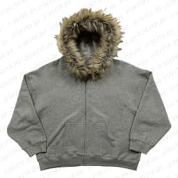 Casual Y2K Zip up Hoodie Faur Collar Harajuku High Street Hip Hop Zipper Sweatshirt Streetwear Retro Rock Goth Loose Punk Jacket