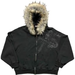 Casual Y2K Zip up Hoodie Faur Collar Harajuku High Street Hip Hop Zipper Sweatshirt Streetwear Retro Rock Goth Loose Punk Jacket