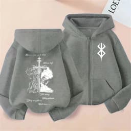 Anime Berserk Griffith with Guts Merch Zipper Hoodie Retro Manga Skull Knight Gatsu Zodd Zip Up Jacket Men Women Fashion Hoodies