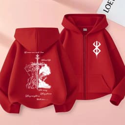 Anime Berserk Griffith with Guts Merch Zipper Hoodie Retro Manga Skull Knight Gatsu Zodd Zip Up Jacket Men Women Fashion Hoodies