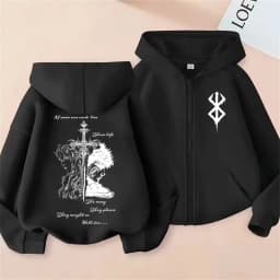 Anime Berserk Griffith with Guts Merch Zipper Hoodie Retro Manga Skull Knight Gatsu Zodd Zip Up Jacket Men Women Fashion Hoodies