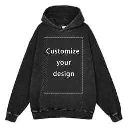 Customized Design Hoodie HD DTG Printing Vintage Washed Hooded Sweatshirts Hip Hop Oversized Pullover Harajuku Hoodie Men Cotton