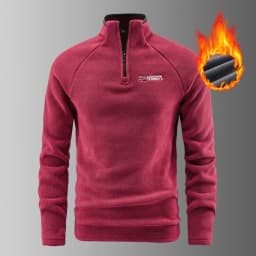 CHUJIE Men's Autumn Winter Thick Warm Polar Fleece Sweatshirt Stand up Collar Half Zip Casual Base Layer Long Sleeve Fleece Top